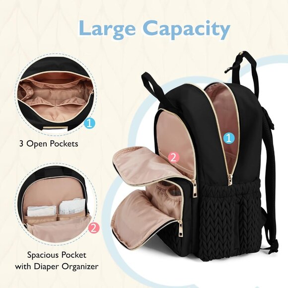 Versatile Large Diaper Bag with Insulated Pockets - Easy Carry Stroller Straps - Picture 3 of 6